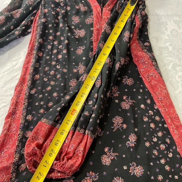 Free People Boho Blouse Size Small Floral Balloon Sleeve W Black Camisole Set - Picture 10 of 13